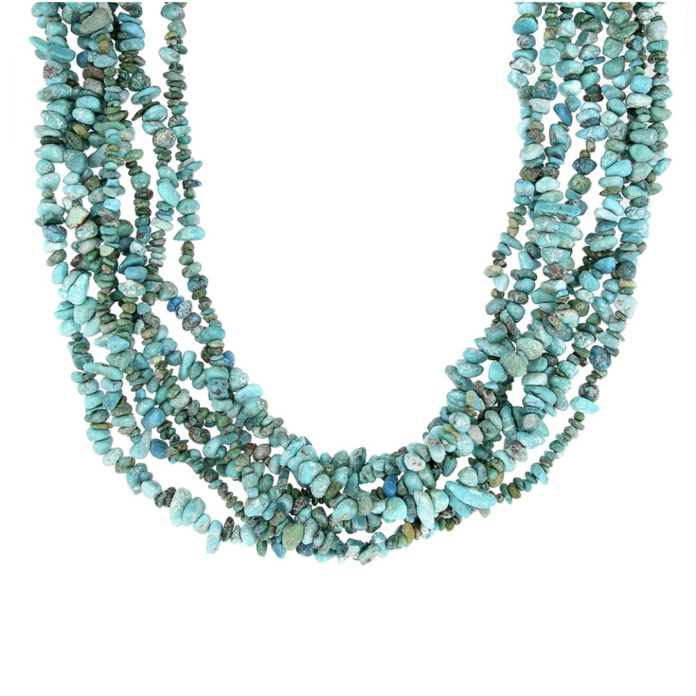 Turquoise 8-strand Necklace Blue & Green Turquoise, New, 925
